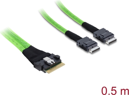 Picture of Delock PCIe 4.0 Cable Slim SAS SFF-8654 8i to 2 x OCuLink SFF-8611 4i 0.5 m