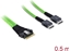 Изображение Delock PCIe 4.0 Cable Slim SAS SFF-8654 8i to 2 x OCuLink SFF-8611 4i 0.5 m