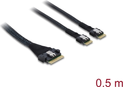Picture of Delock PCIe 4.0 Cable Slim SAS SFF-8654 8i to 2 x Slim SAS SFF-8654 4i 0.5 m