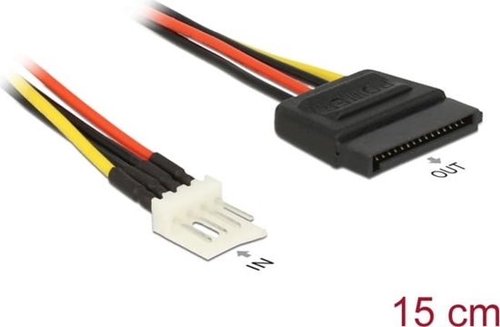 Изображение Delock Power Cable SATA 15 pin receptacle > 4 pin floppy male 15 cm