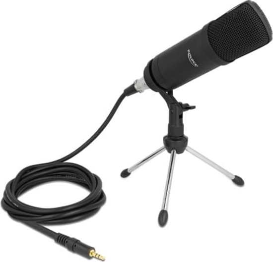 Picture of Delock Professional Computer Podcasting Microphone with XLR connector and 3 pin stereo jack male + adapter cable for Smartphone and Tablet
