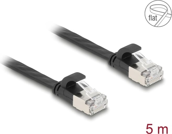 Picture of Delock RJ45 Flat Patch Cable plug to plug Cat.6A U/FTP 5 m black
