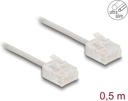 Picture of Delock RJ45 Network Cable Cat.6 UTP Ultra Slim 0.5 m grey with short plugs