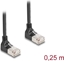 Picture of Delock RJ45 Network Cable Cat.6A S/FTP Slim 90° downwards / downwards angled 0.25 m black