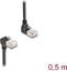 Изображение Delock RJ45 Network Cable Cat.6A S/FTP Slim 90° upwards / downwards angled 0.5 m black