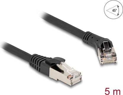 Picture of Delock RJ45 Network Cable Cat.8.1 S/FTP plug 45° right angled to plug straight up to 40 Gbps 5 m black
