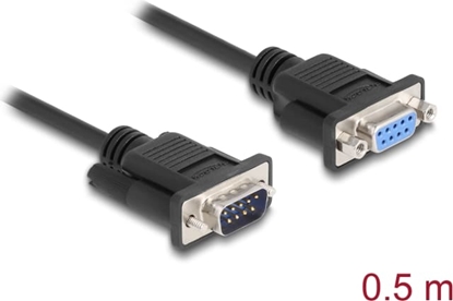 Picture of Delock RS-232 Cable Serial D-Sub 9 male to female null modem with narrow plug housing 0.5 m