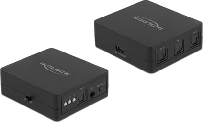 Picture of Delock S/PDIF TOSLINK Switch 3 In 1 Out with IR Remote Control and USB Powered