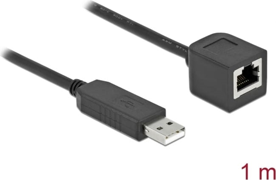 Picture of Delock Serial Connection Cable with FTDI chipset, USB 2.0 Type-A male to RS-232 RJ45 female 1 m black