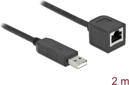 Picture of Delock Serial Connection Cable with FTDI chipset, USB 2.0 Type-A male to RS-232 RJ45 female 2 m black