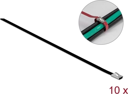 Attēls no Delock Stainless Steel Cable Ties L 400 x W 4.6 mm black 10 pieces