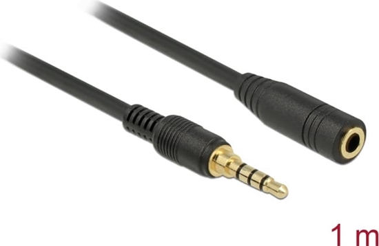 Picture of Delock Stereo Jack Extension Cable 3.5 mm 4 pin male to female 1 m black