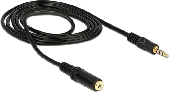 Picture of Delock Stereo Jack Extension Cable 3.5 mm 4 pin male to female 1 m black