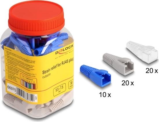 Picture of Delock Strain relief for RJ45 plug cuttable set 50 pieces coloured