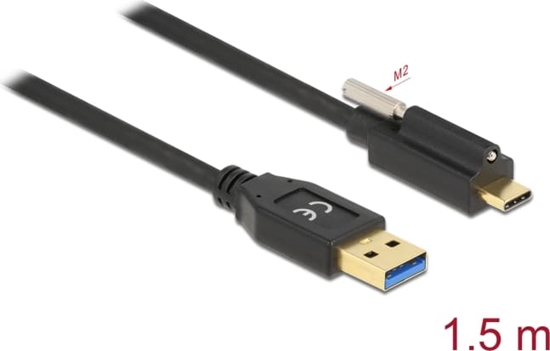 Picture of Delock SuperSpeed USB (USB 3.2 Gen 2) Cable Type-A male to USB Type-C™ male with screw on top 1.5 m
