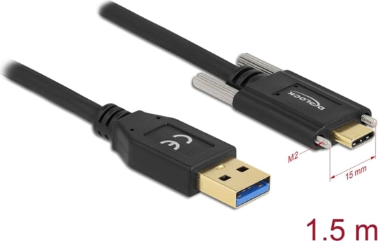 Picture of Delock SuperSpeed USB (USB 3.2 Gen 2) Cable Type-A male to USB Type-C™ male with screws on the sides 1.5 m