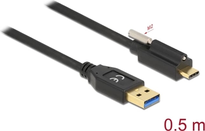 Picture of Delock SuperSpeed USB 10 Gbps (USB 3.2 Gen 2) Cable Type-A male to USB Type-C™ male with screw on top 0.5 m