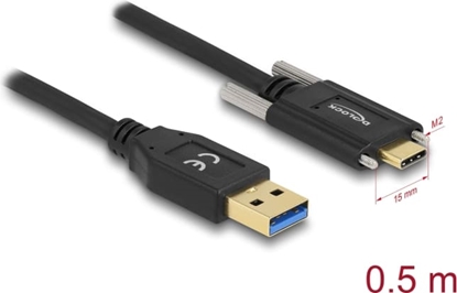 Picture of Delock SuperSpeed USB 10 Gbps (USB 3.2 Gen 2) Cable Type-A male to USB Type-C™ male with screws on the sides 0.5 m
