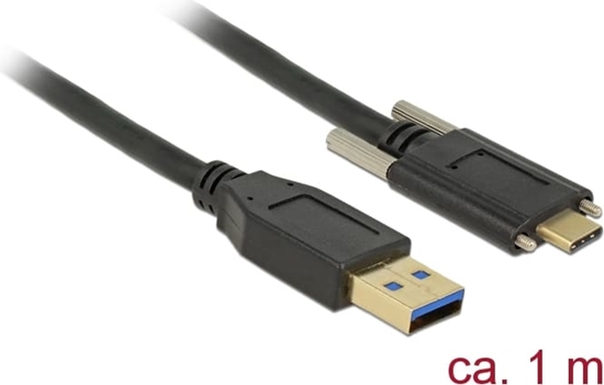 Picture of Delock SuperSpeed USB 10 Gbps (USB 3.2 Gen 2) Cable Type-A male to USB Type-C™ male with screws on the sides 1 m