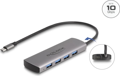 Picture of Delock USB 10 Gbps 4 Port USB Type-A Hub with USB Type-C™ connector and additional power port