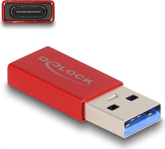 Picture of Delock USB 10 Gbps Adapter USB Type-A male to USB Type-C™ active female red
