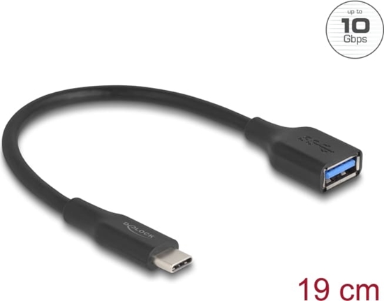 Picture of Delock USB 10 Gbps Adapter USB Type-C™ male to Type-A female 19 cm 60 W QC 3.0 black