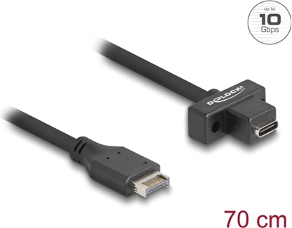 Picture of Delock USB 10 Gbps cable Type-E Key A 20 pin male to USB Type-C™ female panel-mount 70 cm