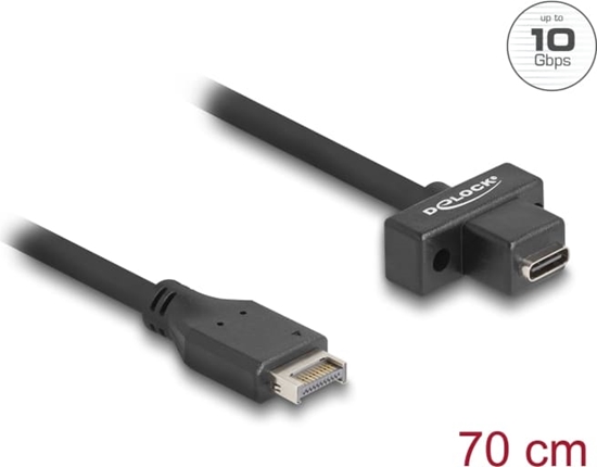 Picture of Delock USB 10 Gbps cable Type-E Key A 20 pin male to USB Type-C™ female panel-mount 70 cm