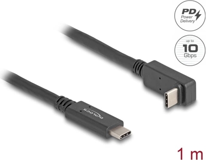 Picture of Delock USB 10 Gbps Cable USB Type-C™ male to USB Type-C™ male angled up / down 1 m 4K PD 60 W with E-Marker