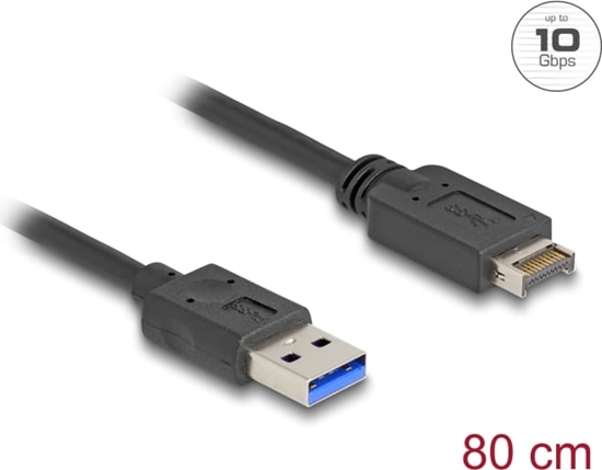 Picture of Delock USB 10 Gbps Cable USB Type-E Key A 20 pin male to USB Type-A male 80 cm