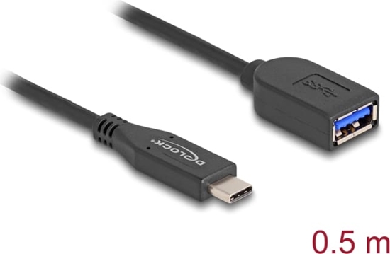 Picture of Delock USB 10 Gbps Coaxial Cable USB Type-C™ male to Type-A female 50 cm