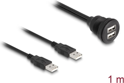 Picture of Delock USB 2.0 Cable 2 x USB Type-A male to 2 x USB Type-A female for built-in 1 m black