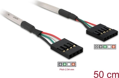 Picture of Delock USB 2.0 Cable 5 Pin pin header female to 4 Pin pin header female 50 cm