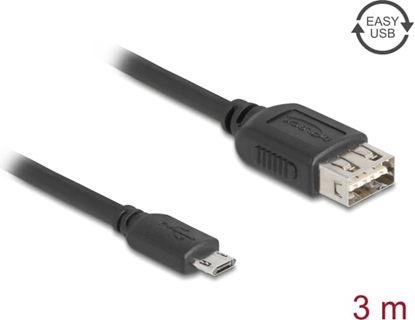 Picture of Delock USB 2.0 Cable EASY USB Type Micro-B male to EASY USB Type-A female 3 m