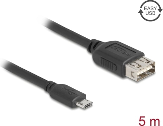 Picture of Delock USB 2.0 Cable EASY USB Type Micro-B male to EASY USB Type-A female 5 m