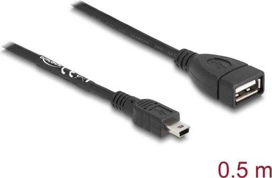 Picture of Delock USB 2.0 cable Type-A female to mini USB male 0.5 m