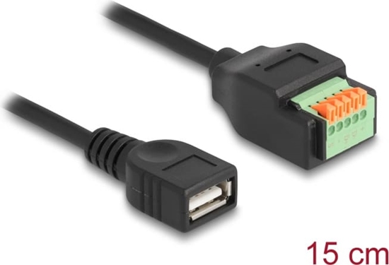 Picture of Delock USB 2.0 Cable Type-A female to Terminal Block Adapter with push button 15 cm