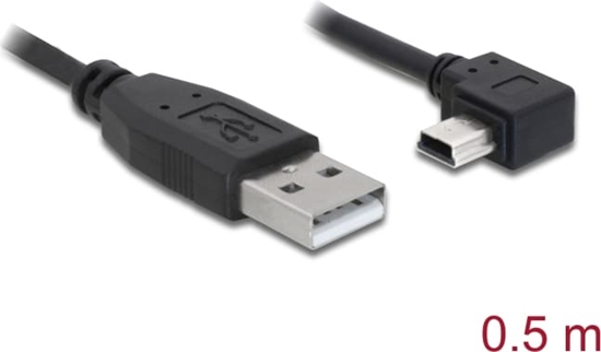 Picture of Delock USB 2.0 Cable Type-A male to Type Mini-B male angled 0.5 m