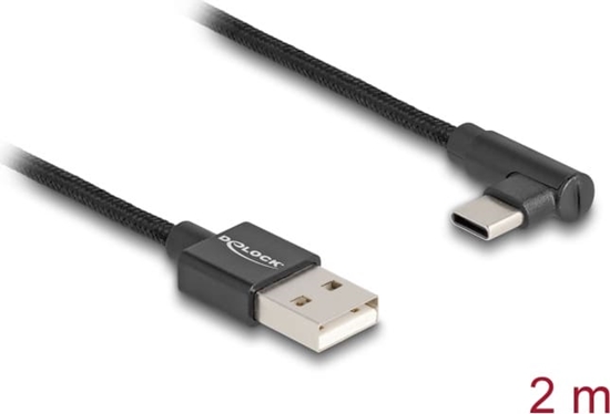 Picture of Delock USB 2.0 Cable Type-A male to USB Type-C™ male angled 2 m black