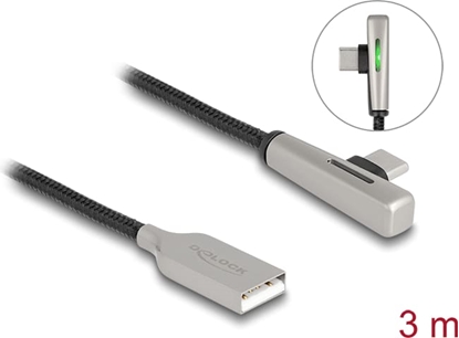 Picture of Delock USB 2.0 Cable Type-A male to USB Type-C™ male angled with LED and Fast Charging 60 W 3 m