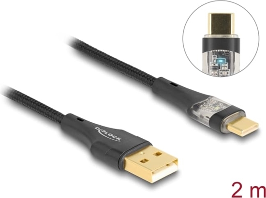 Picture of Delock USB 2.0 Cable Type-A male to USB Type-C™ male with Fast Charging 60 W transparent 2 m