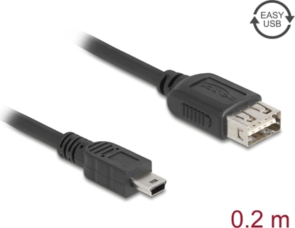 Picture of Delock USB 2.0 Cable USB Type Mini-B male to EASY USB Type-A female 0,2 m