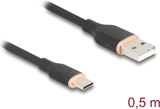 Picture of Delock USB 2.0 Cable USB Type-A male to USB Type-C™ male 0.5 m black Silicone