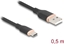 Attēls no Delock USB 2.0 Cable USB Type-A male to USB Type-C™ male 0.5 m black Silicone