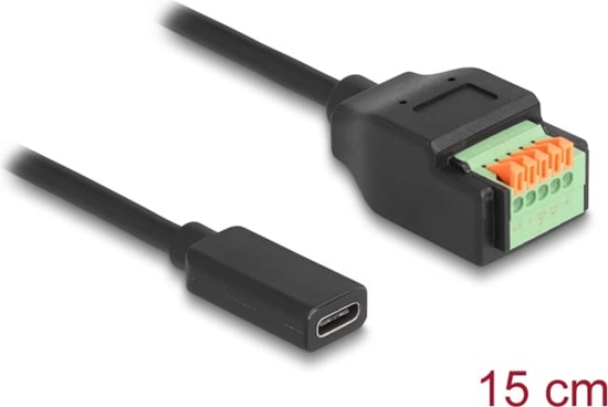 Picture of Delock USB 2.0 Cable USB Type-C™ female to Terminal Block Adapter with push button 15 cm