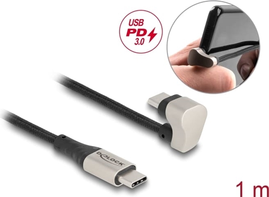 Picture of Delock USB 2.0 Cable USB Type-C™ male to male 180° angled 1 m PD 3.0 60 W