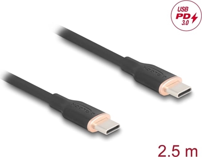 Picture of Delock USB 2.0 Cable USB Type-C™ male to male PD 3.0 60 W 2.5 m black Silicone
