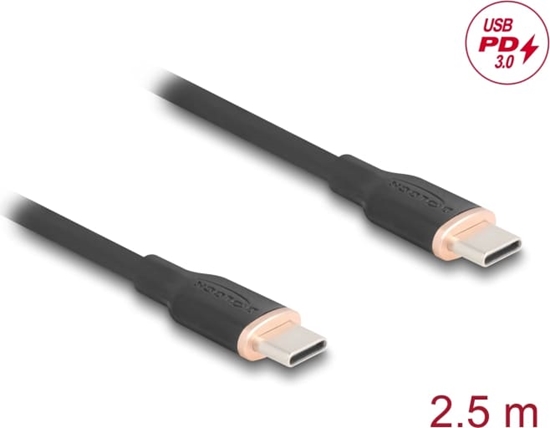 Picture of Delock USB 2.0 Cable USB Type-C™ male to male PD 3.0 60 W 2.5 m black Silicone