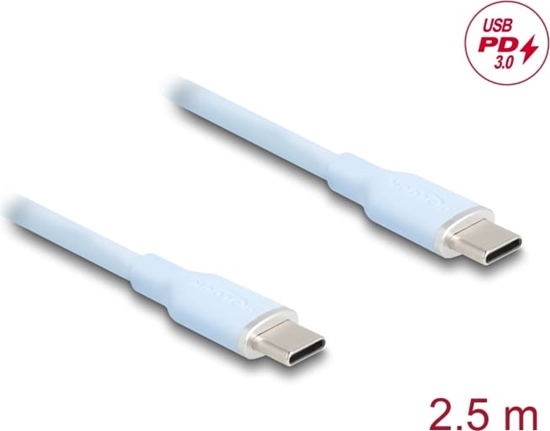 Picture of Delock USB 2.0 Cable USB Type-C™ male to male PD 3.0 60 W 2.5 m blue Silicone