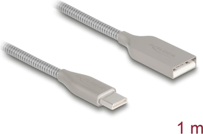 Picture of Delock USB 2.0 cable with metal sheath USB Type-A male to USB Type-C™ male PD 3.0 60 W 1 m silver